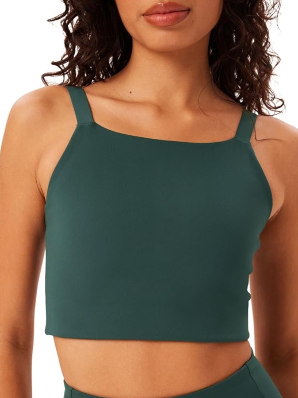 Girlfriend Collective Mia high neck tank top sports bra in Moss size S